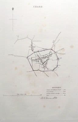 Antique Map CHARD, CRIMCHARD, SOMERSET England Street Plan, Dawson Original 1832