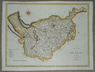 Antique Map CHESHIRE Large Original John Cary, Camden, Stockdale 1806