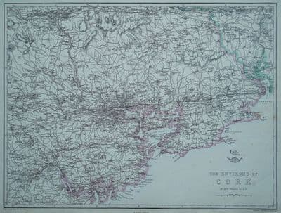 Antique Map CORK, IRELAND Edward Weller Original 1861