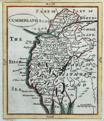 Antique Map CUMBERLAND, CUMBRIA, Seller/Grose, Original  c1780