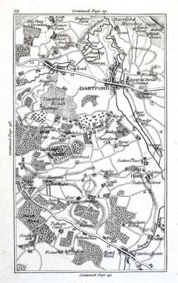 Antique Map DARTFORD, SUTTON at HONE, Farningham, Crayford, London John Cary Original 1786