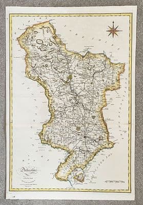 Antique Map DERBYSHIRE Large John Cary, Camden, Stockdale original 1806