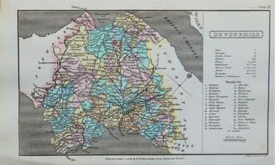 Antique Map DEVON, DEVONSHIRE, Capper Original Hand Coloured  1808