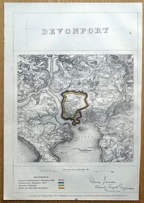 Antique Map DEVONPORT, PLYMOUTH, DEVON, Saltash, Plymstock, St.Budeaux, 1868
