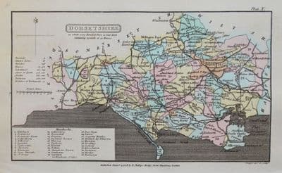 Antique Map DORSET, Capper Original Hand Coloured  1808