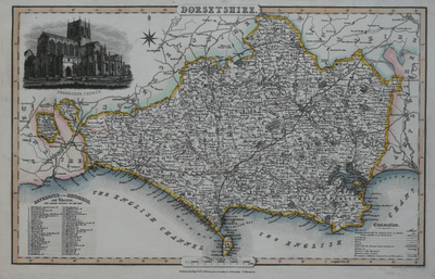 Antique Map DORSET DORSETSHIRE James Pigot Original Hand Coloured  c1830