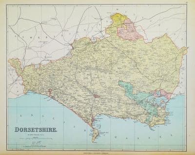 Antique Map DORSET, Edward Weller Original  c1870
