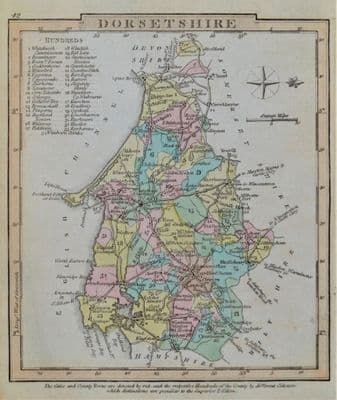 Antique Map DORSET, George Gray, Original Hand Coloured  1824