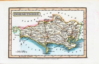 Antique Map DORSETSHIRE, Darton Original Hand Coloured Miniature  c1822