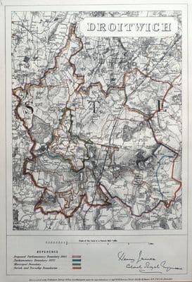 Antique Map DROITWICH, WORCESTERSHIRE, Doverdale, Upton Warren, Himbleton, 1868