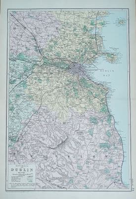 Antique Map DUBLIN, IRELAND G.W.Bacon Original Vintage c1895