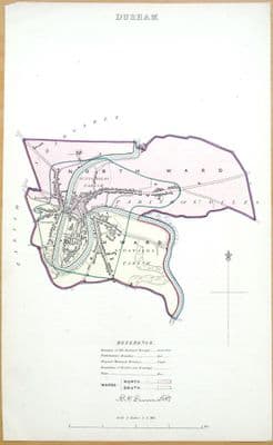 Antique Map DURHAM, City & Street Plan, Dawson Original Hand Coloured 1832