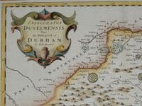 Antique Map DURHAM, Robert Morden, original hand coloured map 1695