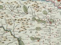 Antique Map DURHAM Robert Morden original vintage hand coloured old 1722