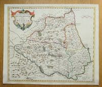 Antique Map DURHAM Robert Morden original vintage hand coloured old 1722