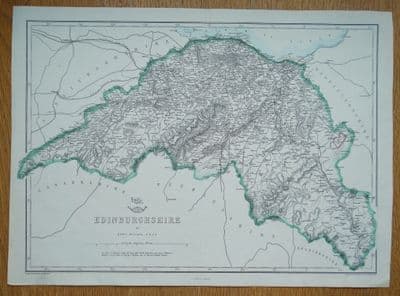 Antique Map EDINBURGH, EDINBURGHSHIRE Edward Weller Original Vintage 1863