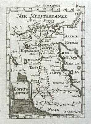 Antique Map EGYPT MODERNE A.Mallet original 1719