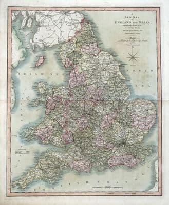 Antique Map ENGLAND & WALES Charles Smith Original 1808