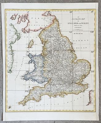 Antique Map ENGLAND & WALES, Large John Cary, Camden, Stockdale original 1809