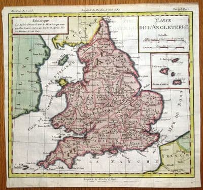 Antique Map ENGLAND & WALES, UK, BRITAIN, Brion de Tour original  c1780
