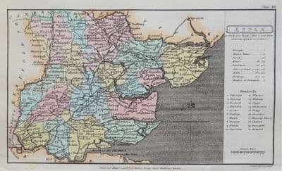 Antique Map ESSEX, Capper Original Hand Coloured  County Map 1808