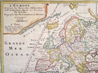 Antique Map EUROPE Nicolas De Fer hand coloured engraving original 1717