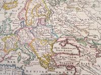 Antique Map EUROPE Nicolas De Fer hand coloured engraving original 1717