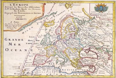 Antique Map EUROPE Nicolas De Fer hand coloured engraving original 1717