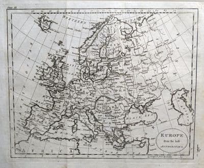 Antique Map EUROPE Original Copper Engraved William Guthrie 1793