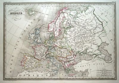 Antique Map EUROPE, Thierry Original  c1840