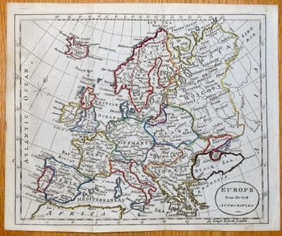 Antique Map EUROPE, Wliiam Guthrie original c1790