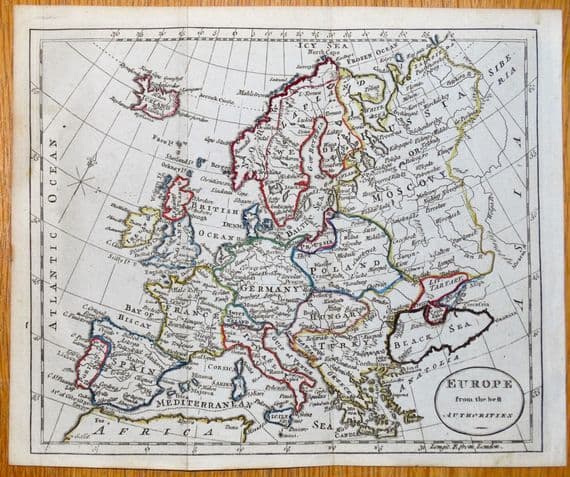 Antique Map EUROPE, Wliiam Guthrie original c1790