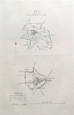 Antique Map EYE, CAMBRIDGESHIRE, UK, Street Plan, Dawson Original  1832