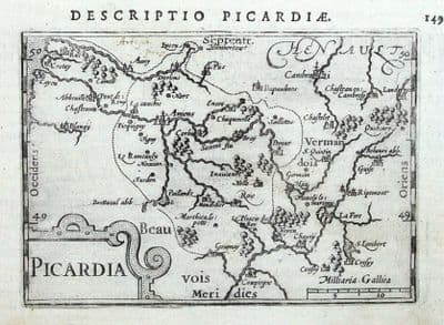 Antique Map FRANCE, PICARDY, P.BERTIUS. original 1606