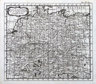 Antique Map GERMANY & NETHERLANDS, ALLEMAGNE N.Sanson original 1721