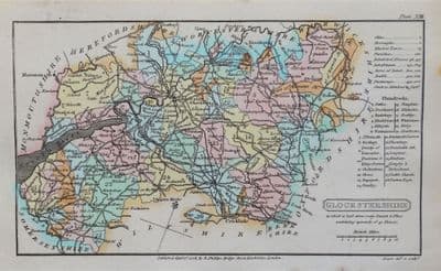 Antique Map GLOUCESTERSHIRE, Capper Original Hand Coloured  County Map 1808