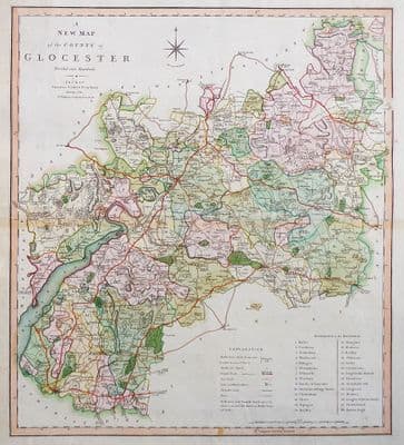 Antique map GLOUCESTERSHIRE Charles Smith Original large format vintage old 1808