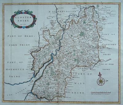 Antique Map GLOUCESTERSHIRE Gloster Shire Original Robert Atkyns 1768