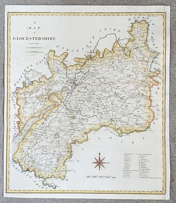 Antique Map GLOUCESTERSHIRE Large Original  John Cary, Camden, Stockdale 1806