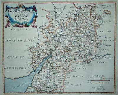 Antique Map GLOUCESTERSHIRE, Robert Morden, original 1695