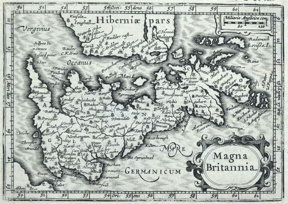 Antique Map GREAT BRITAIN, Magna Britannia, British Isles Original BERTIUS 1616