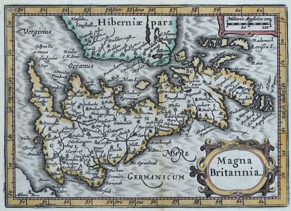 Antique Map GREAT BRITAIN, Magna Britannia, British Isles Original BERTIUS c1639