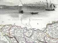 Antique Map GREECE, TURKEY IN EUROPE, RAPKIN & TALLIS original illustrated map c1850