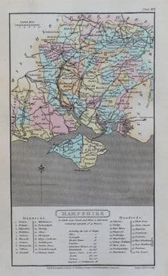 Antique Map HAMPSHIRE, Capper Original Hand Coloured  County Map 1808