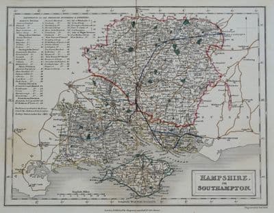 Antique Map HAMPSHIRE, Chapman &Hall 1843