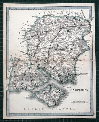 Antique Map HAMPSHIRE, G.F.Cruchley Original  County Map c1865