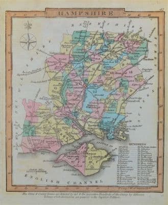 Antique Map HAMPSHIRE, George Gray, Original Hand Coloured  County Map 1824