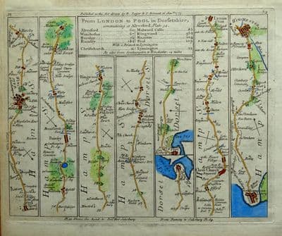 Antique Map HAMPSHIRE WINCHESTER RINGWOOD SOUTHAMPTON Jefferys Strip Road Map 1775