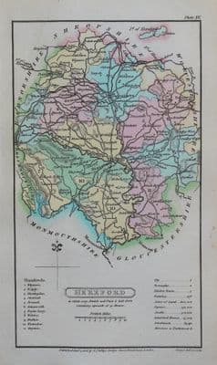 Antique Map HEREFORDSHIRE, Capper Original Hand Coloured County Map 1808