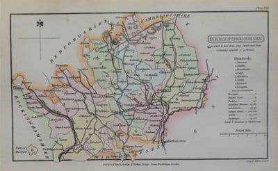 Antique Map HERTFORDSHIRE, Capper Original Hand Coloured  County Map 1808